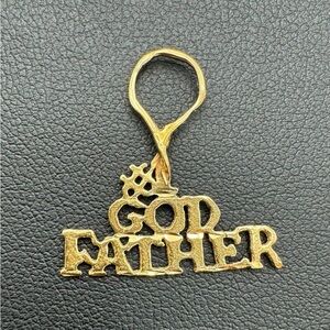 14k solid yellow gold GOD FATHER pendant charm 0.9 grams